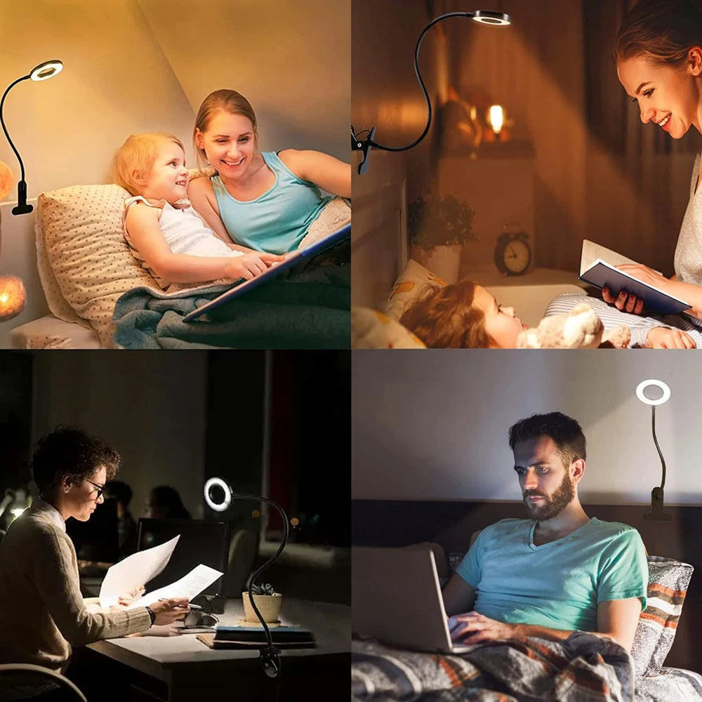 Lámpara de Escritorio con Clip LED USB para Lectura