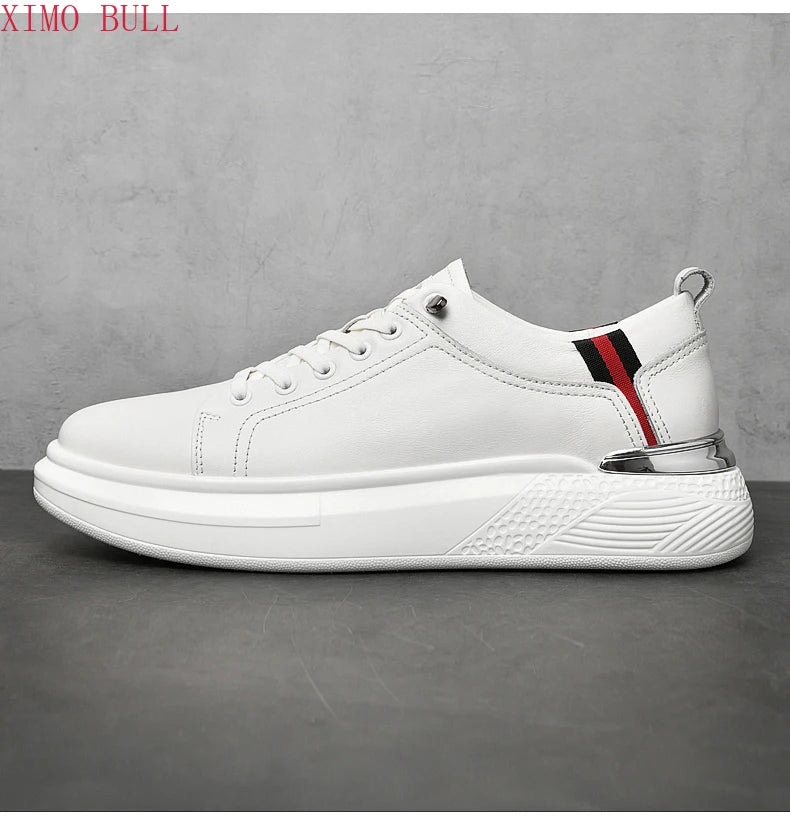 Zapatillas de deporte de cuero genuino para hombres, zapatos con elevador, zapatos invisibles transpirables, zapatillas de deporte casuales de moda para hombres