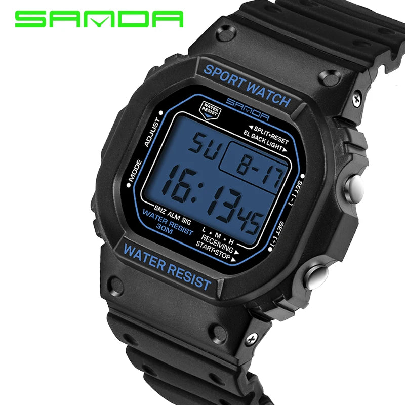 Reloj Digital Deportivo SANDA 329 para Hombre, LED, Resistente al Agua