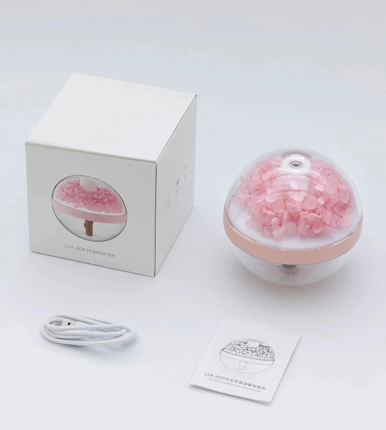 Humidificador de Flores Eternas con Luz Ambiente