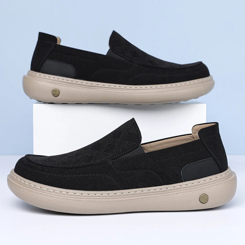 Mocasines de cuero suave para hombre sin cordones, antideslizantes