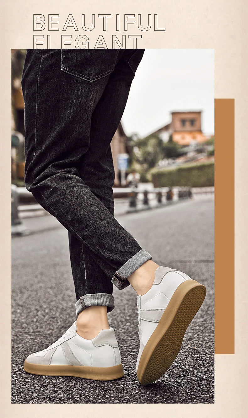 Zapatos invisibles con aumento de altura, zapatos de entrenamiento moral de 8cm, zapatillas informales transpirables de verano con aumento de altura interior para hombre, zapatos Forrest Gump versátiles Retro de cuero genuin