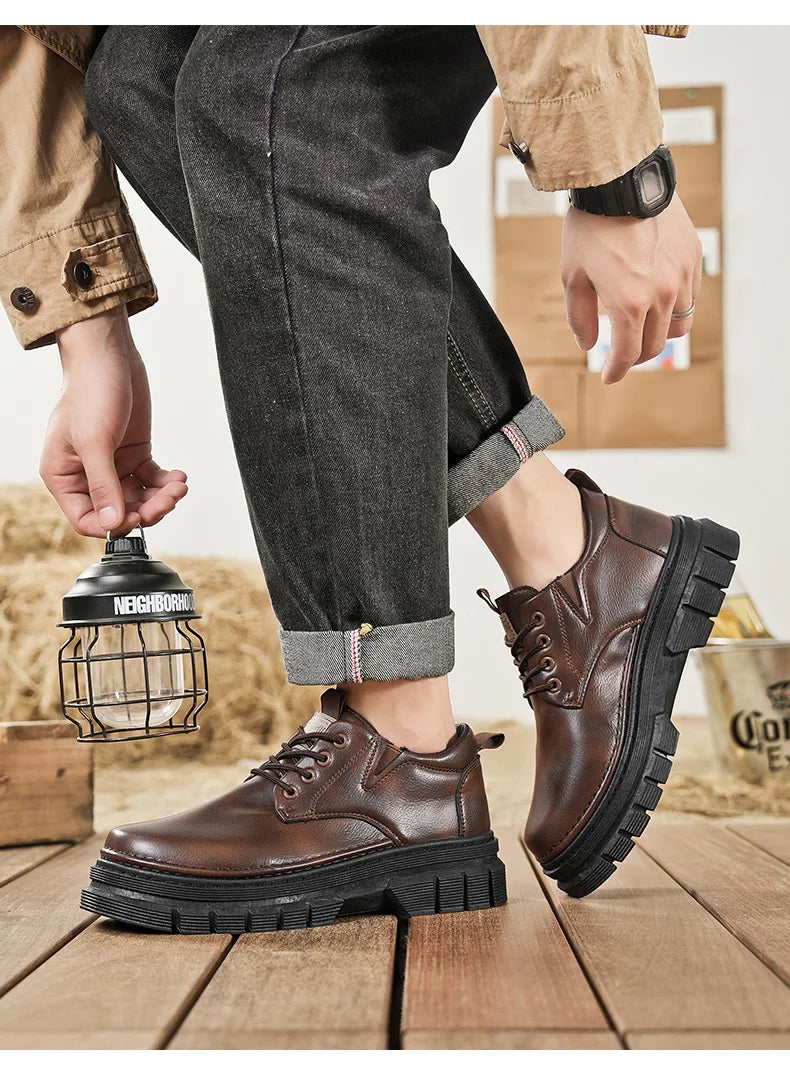 Zapatos informales para hombre, calzado cómodo para trabajo hecho a mano en las cuatro estaciones, zapatos de trabajo al aire libre, moda Joker, zapatos de marea juvenil, zapatos de cuero para fiesta de negocios