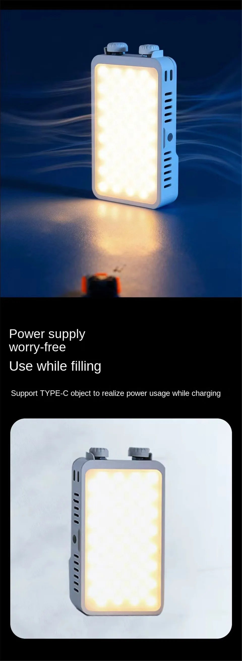 Luz de Belleza de 40W con Ventilador, Luz Superior para Cámara, Luz de Relleno Portátil de Mano, Luz LED para Selfies y Fotografía al Aire Libre
