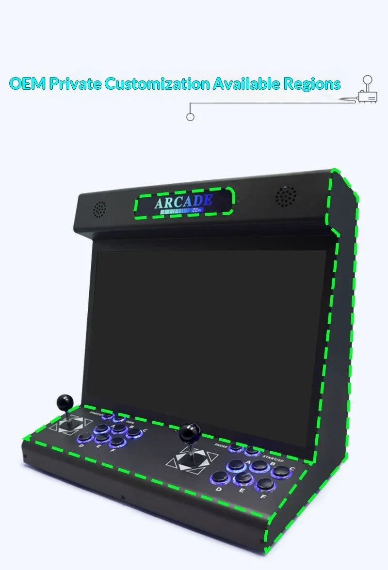 Máquina de juegos de 22 pulgadas, máquina de juegos arcade de escritorio, máquina arcade integrada para el hogar, más de 23000 juegos, compatible con varios idiomas