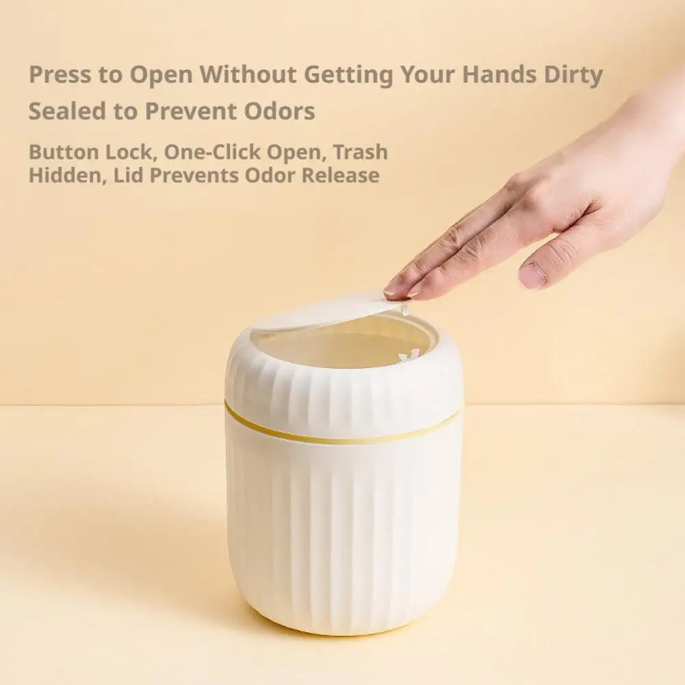 Mini bote de basura de escritorio, contenedor de basura de plástico duradero con tapa, organizador de basura para dormitorio, oficina, escritorio, suministros para el hogar