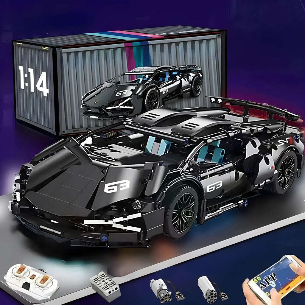 Modelo de coche deportivo de carreras técnico, bloques de construcción técnicos para adultos 1:14, supercoche DIY, rompecabezas de ladrillos, juguetes para niños y adultos, regalo (1280 + granulado)