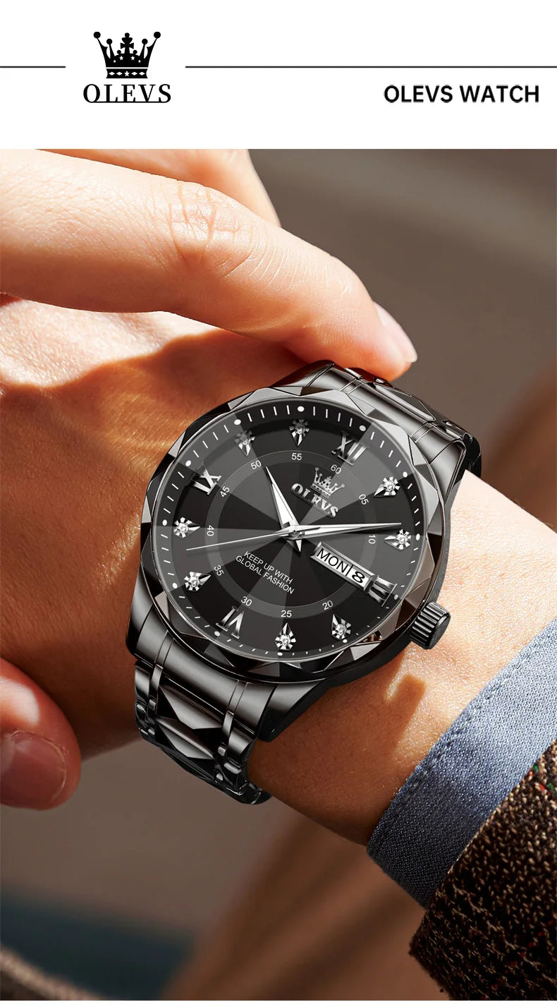 Reloj de Cuarzo OLEVS para Hombre con Calendario de Acero Inoxidable