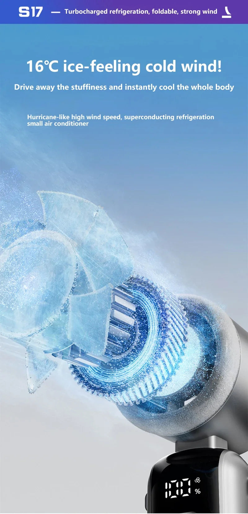 Ventilador Portátil con Enfriamiento por Hielo y 120 Velocidades