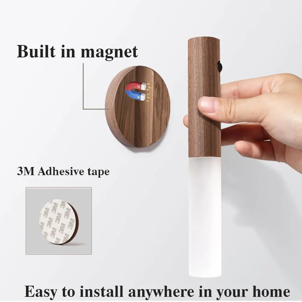 Luz LED nocturna USB, lámpara de pared magnética, armario de cocina, luz para el hogar, escalera, dormitorio, mesa, lámpara de movimiento, iluminación de noche