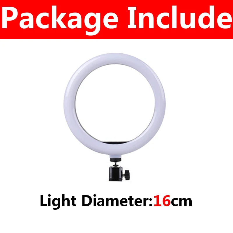 Anillo de luz LED de escritorio para Selfie, lámpara con soporte para teléfono para Selfie, transmisión en vivo, maquillaje, YouTube, estudio de fotografía y vídeo, 6/10/12 pulgadas