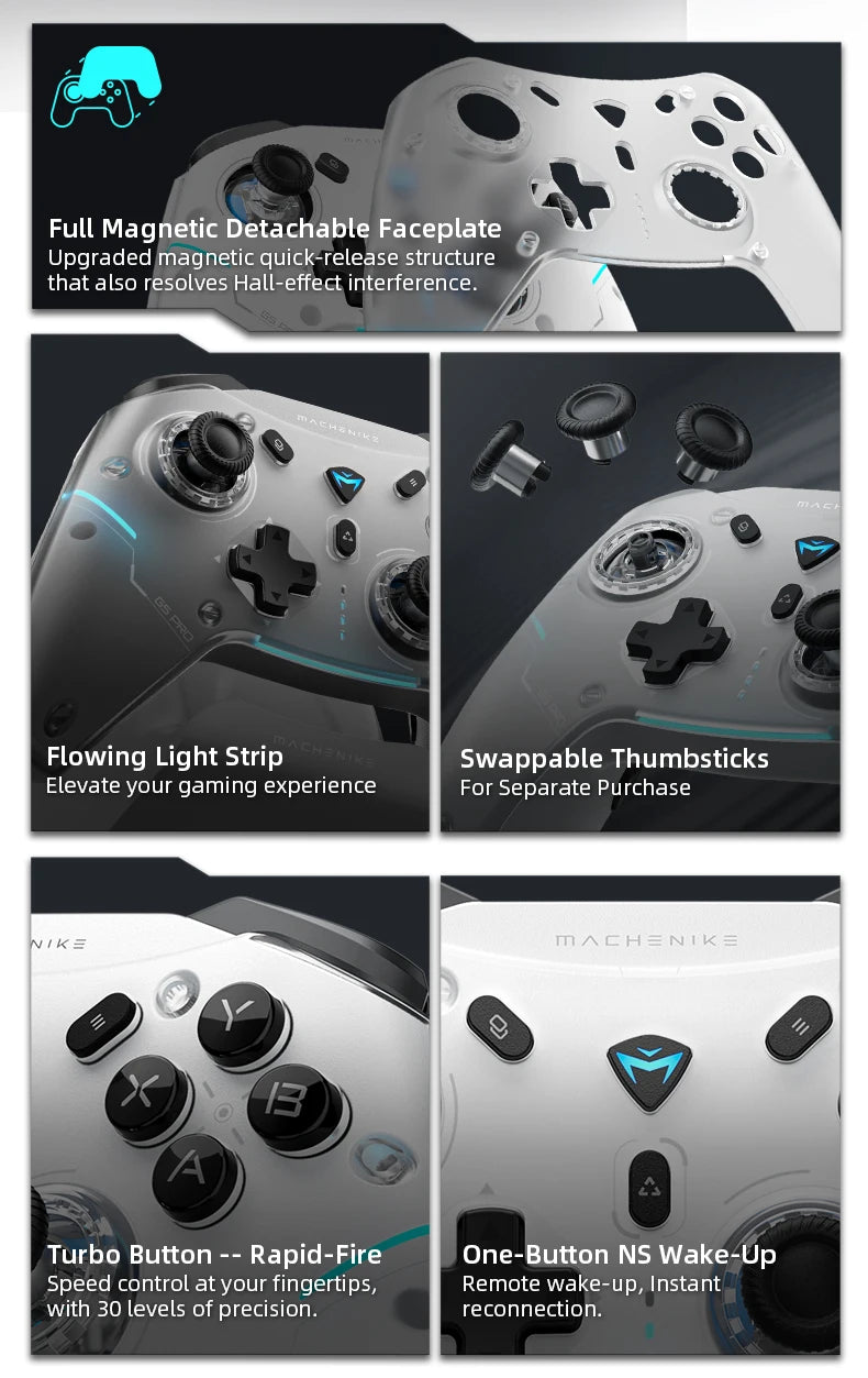 MACHENIKE-controlador de juegos G5Pro Max SE con base de carga, Joysticks de efecto Hall opcionales, activadores, luz RGB, inalámbrico