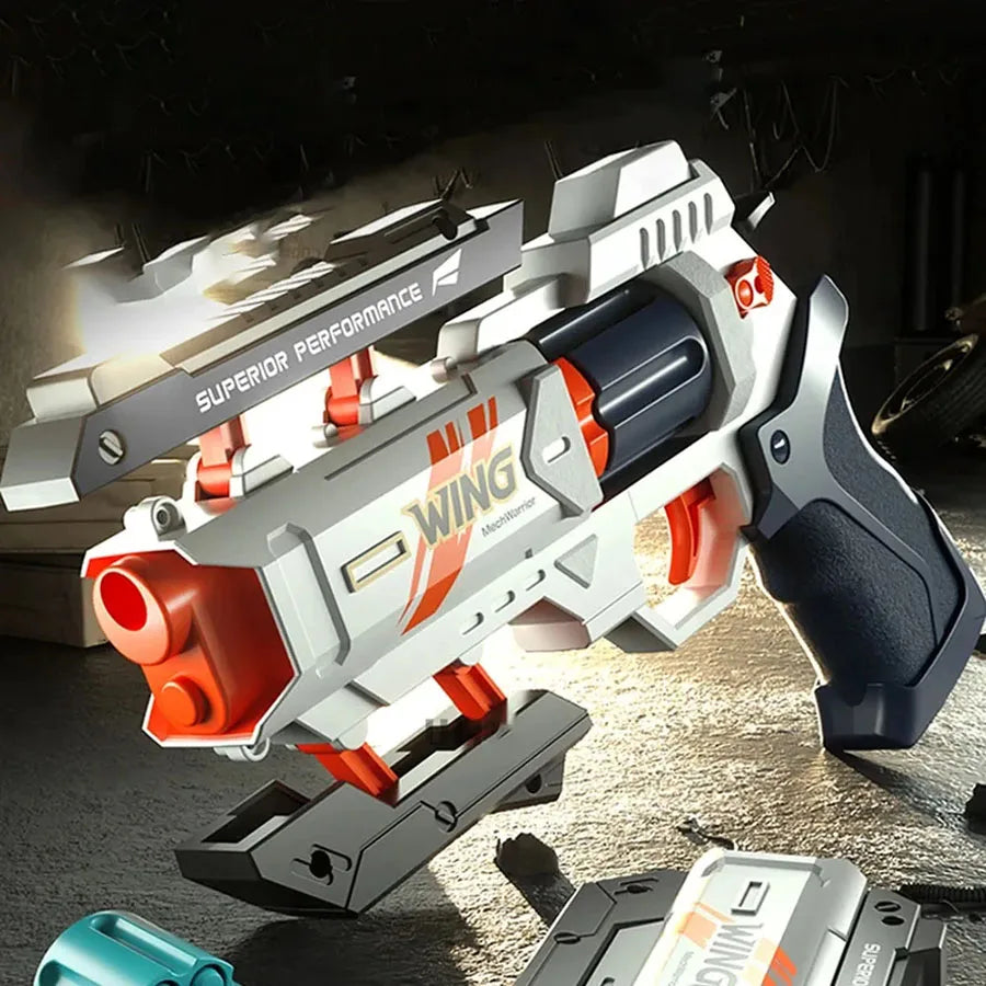 Pistolas de balas suaves para niños, juguete para niños y adultos, pistola de balas de espuma EVA, revólver de deformación rápida, juguetes de tiro al aire libre, regalos