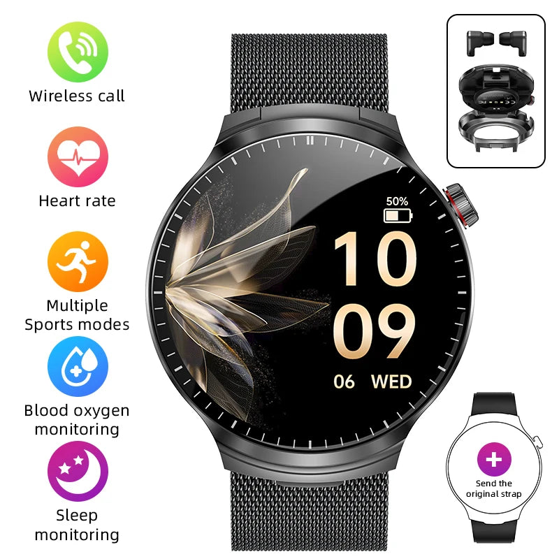Smartwatch LIGE TWS 2 en 1 con auriculares Bluetooth y monitor cardíaco