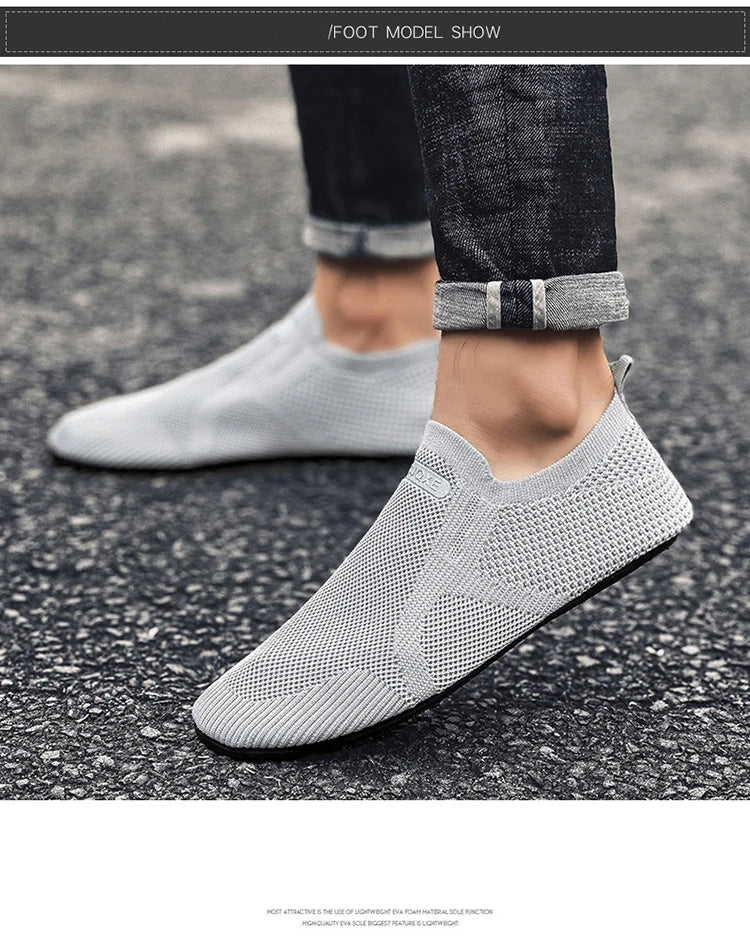 Zapatillas informales transpirables para hombre, zapatos ligeros sin cordones para caminar para hombre, mocasines flexibles antideslizantes para parejas, calzado suave de verano