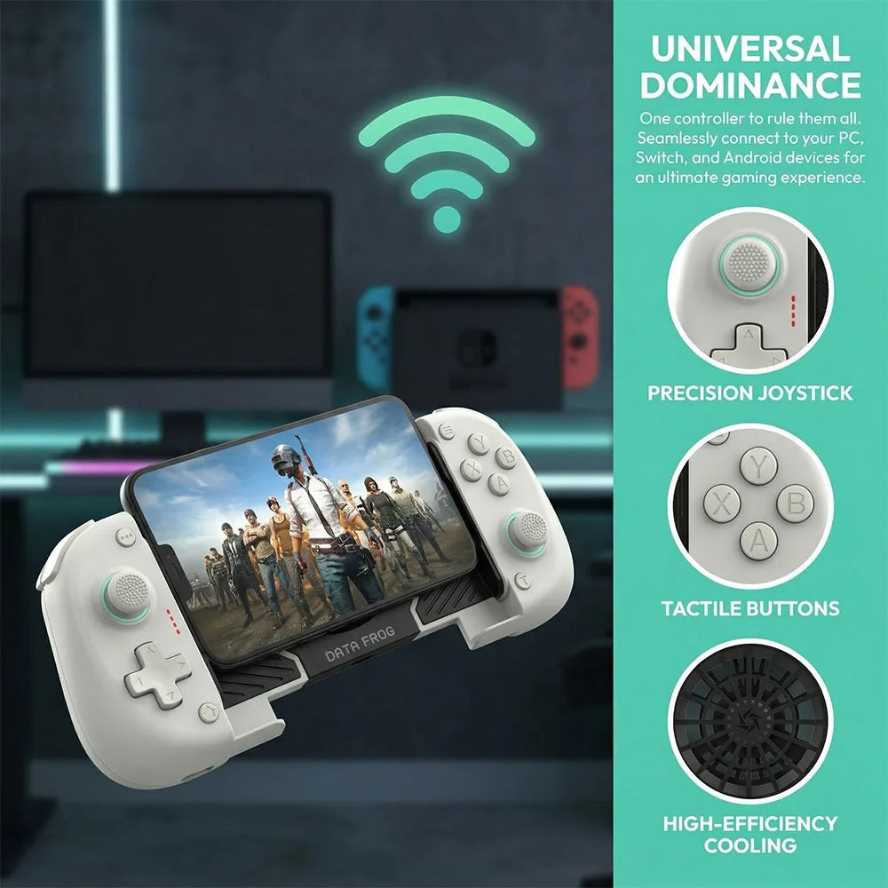 Controlador de Juego Inalámbrico con Ventilador de Refrigeración, Gamepad Extensible para Android, iOS, PC/Switch, Xbox con Joysticks de Efecto Hall