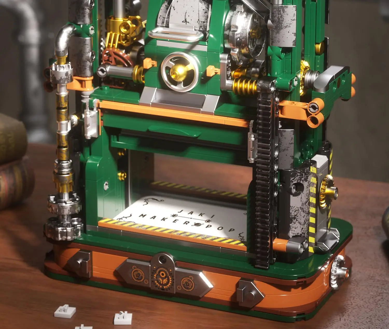 Juego de Bloques de Construcción JAKI Retro con Diseño de Prensa de Impresión, Simulación de Prensa de Impresión, Decoración para el Hogar, Juguete de Ensamblaje DIY, Regalo de Cumpleaños