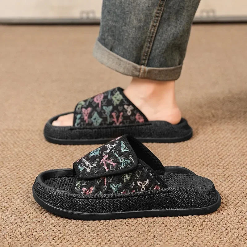 Zapatillas de casa de algodón transpirables con estampado floral
