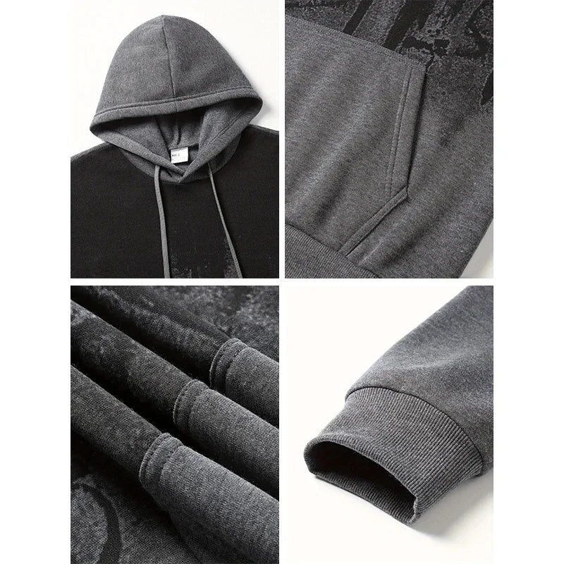 Hoodie con Estampado Cruz para Hombre — Buzo con Capucha Estilo Urbano
