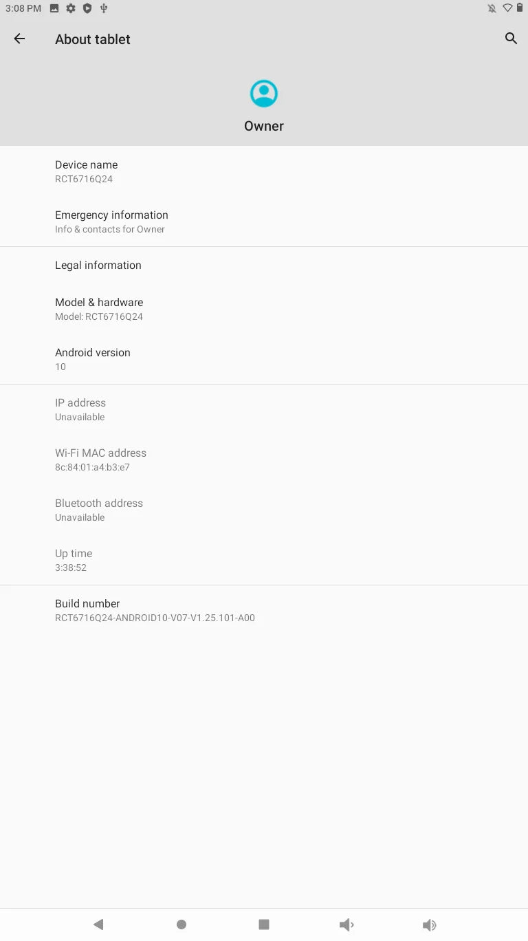 RCT6716 11.6“ Android 9.0 Tabet PC MT8167 CPU de cuatro núcleos 2GB RAM 32GB ROM 768 x 1368 IPS 1*USB 3.0