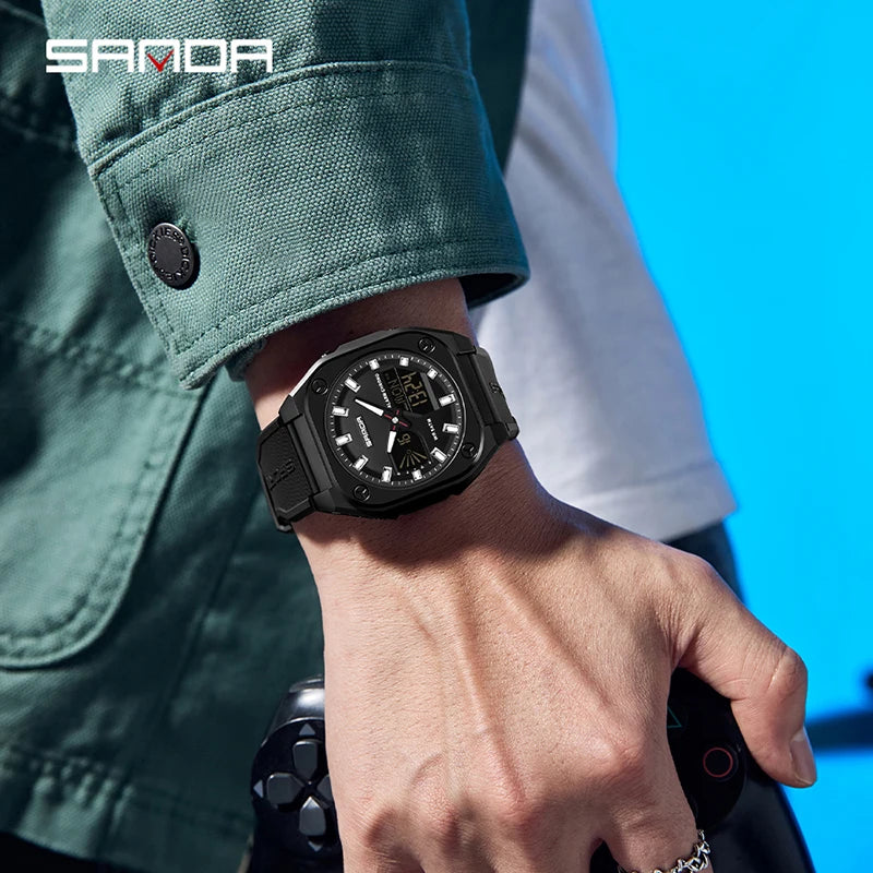 Reloj Digital Deportivo SANDA 6268 para Hombre Impermeable Multifunción
