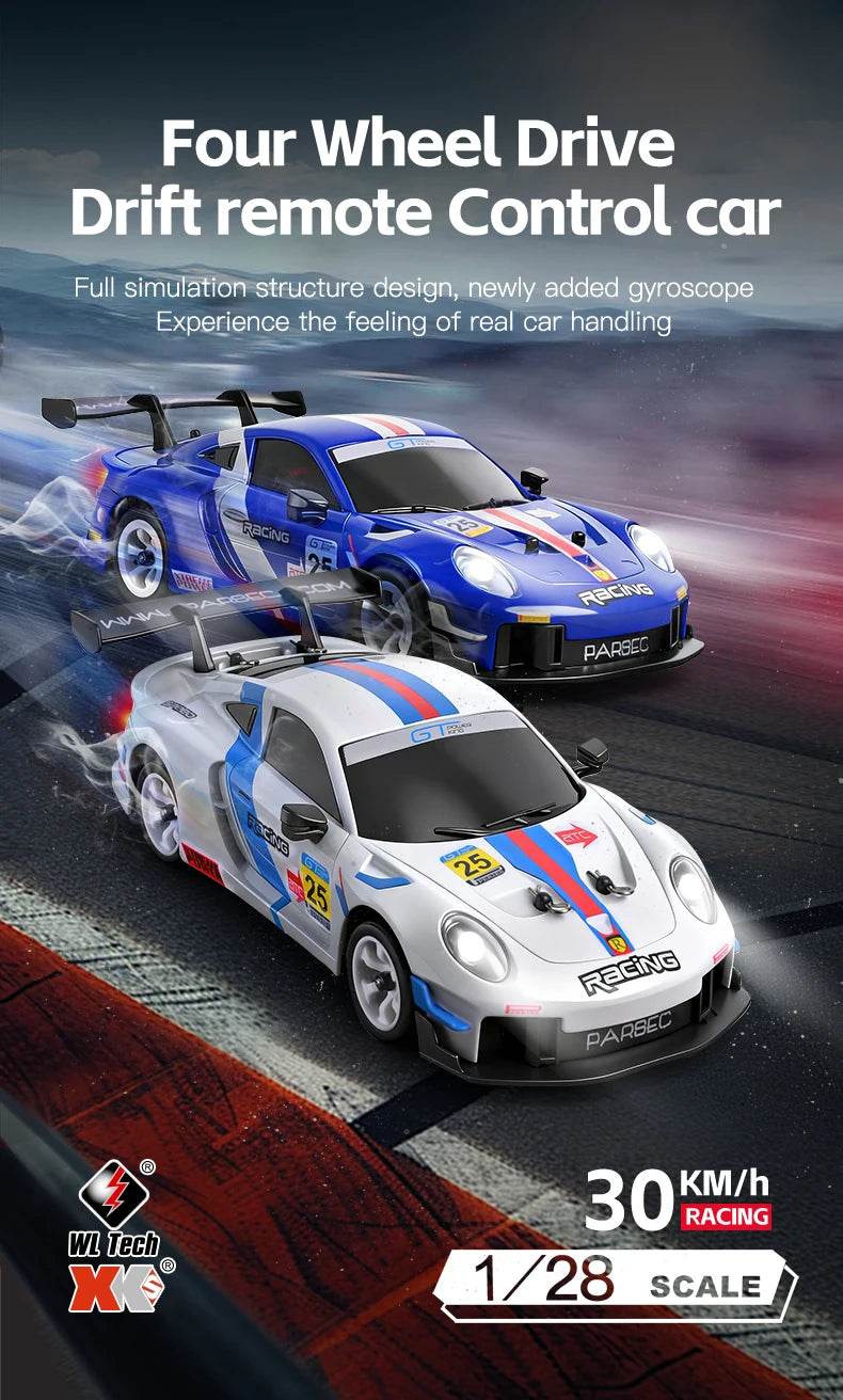 WLtoys 284019-A 284191 1:28 2,4G RC coche con luces LED 4WD Gyro 30 KM/H coche de Control remoto todoterreno vehículo de deriva juguetes para chico