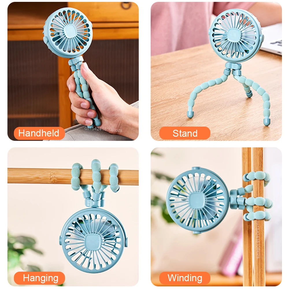 Mini Ventilador Octopus con Trípode Flexible 360°