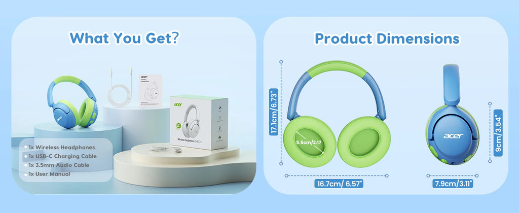 Acer OHR725 Auriculares Infantiles Bluetooth 5.4 85dB