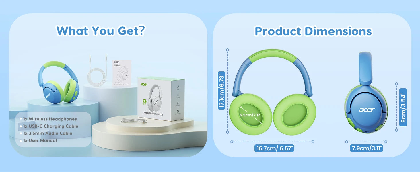 Acer OHR725 Auriculares Infantiles Bluetooth 5.4 85dB