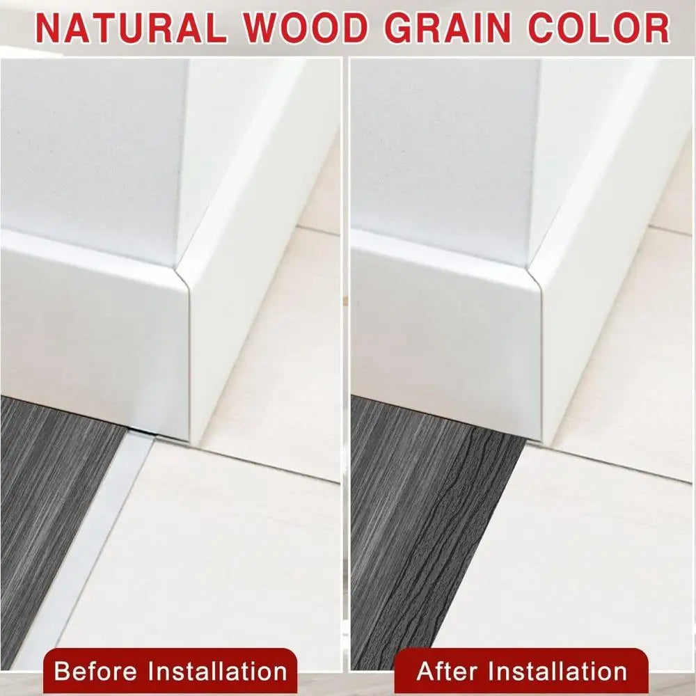 Tira de Transición para Piso de PVC con Aspecto de Madera, Autoadhesiva, de 1M, Antideslizante y Resistente al Viento, Recortable, para la Base de Puertas y Sellado de Ventanas