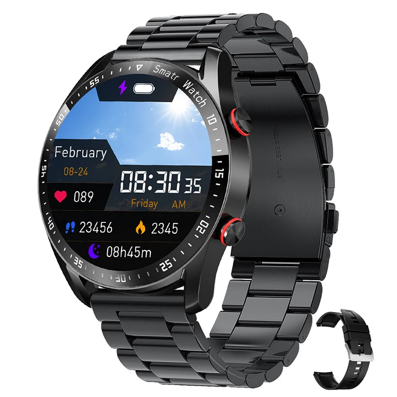 Reloj inteligente deportivo ECG + PPG para hombre, pulsera con llamadas, Bluetooth, láser, presión arterial, resistente al agua + caja
