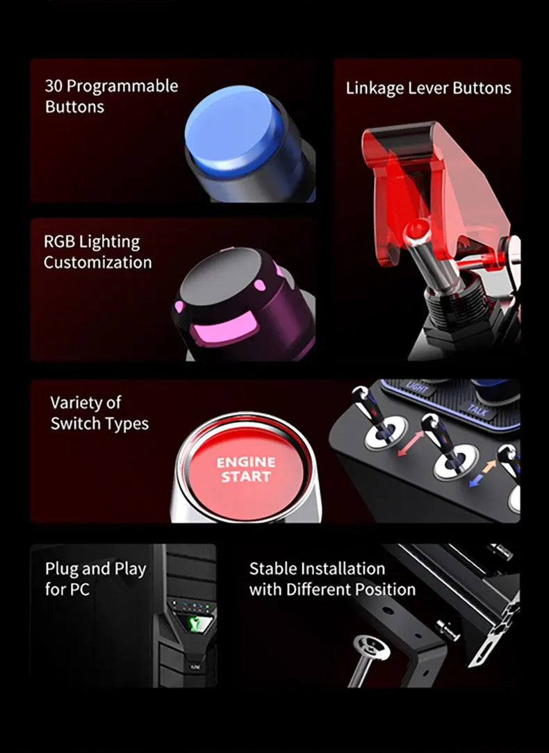La caja de control central PXN-CB1 admite computadoras PC, con luces RGB personalizadas y 30 botones programables