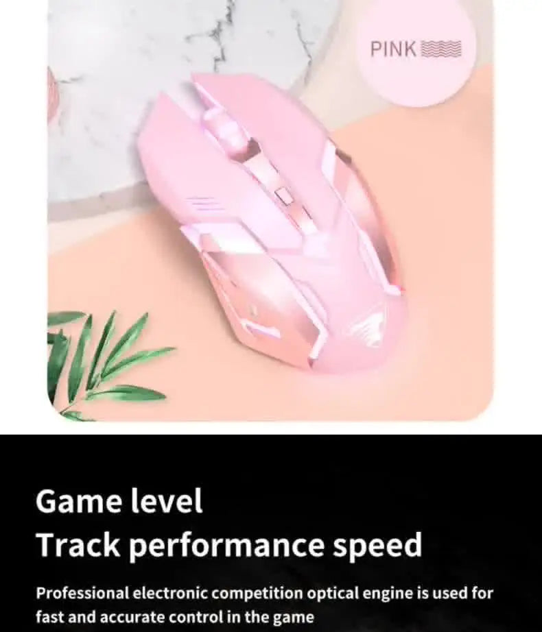 Carpbaba-ratón de juego con cable G3, silencioso, mecánico, rosa, deportes electrónicos, chica, arte encantador, portátil, para oficina, hogar, MacBook, portátil, PC y Gamer