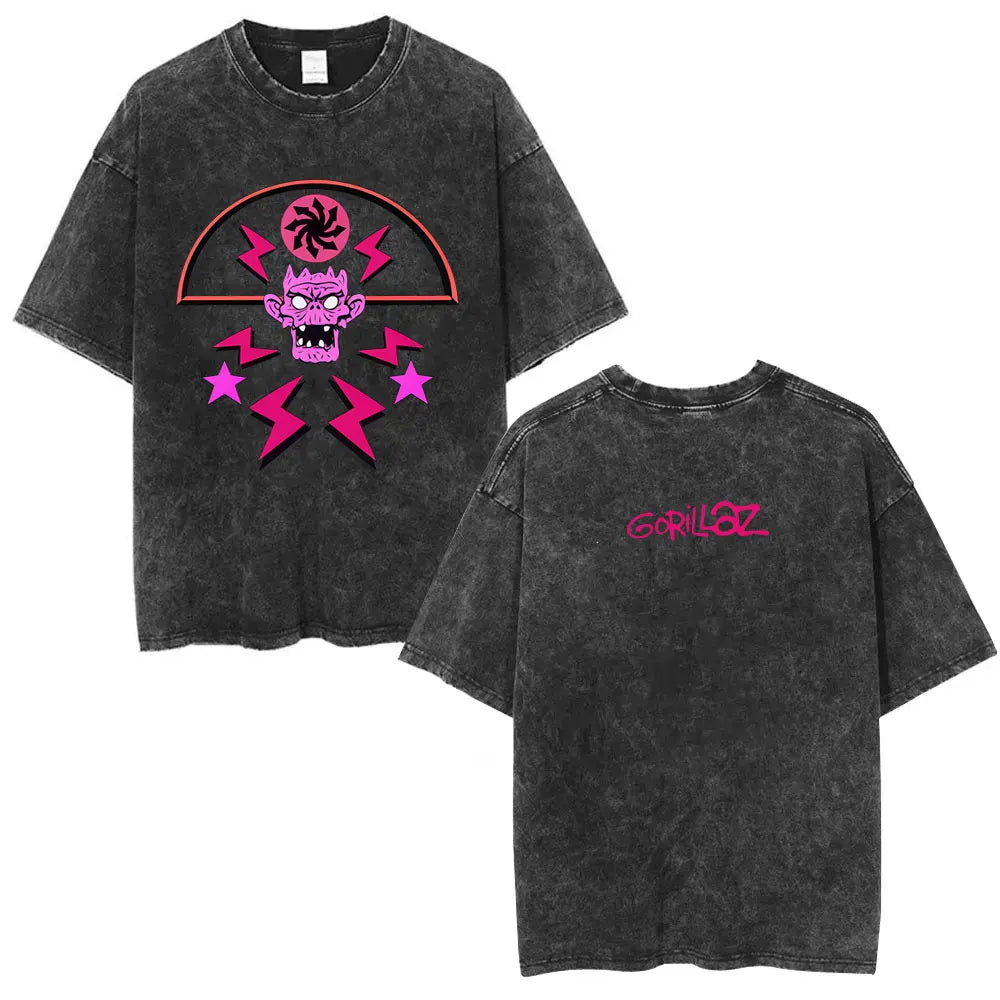 Camiseta Vintage Gorillaz, Punk Hip Hop Oversize, Unisex
