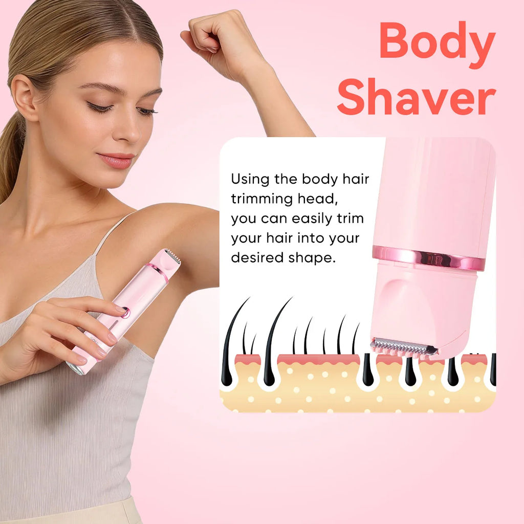 Recortadora de vello para mujer, afeitadora eléctrica de doble cabezal, diseño 2 en 1, depiladora femenina para axilas, brazos, piernas, bikini, ingle, depiladora.