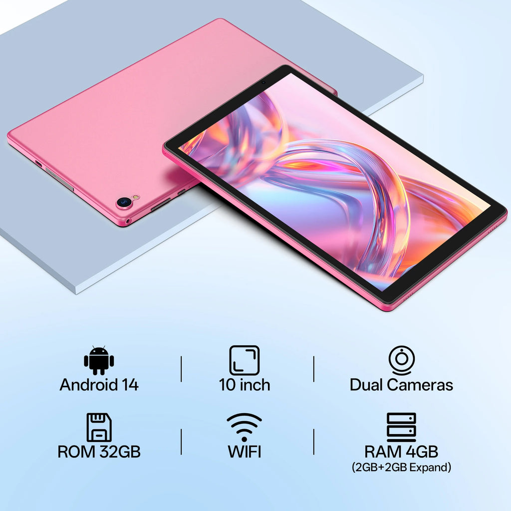 Nueva Tablet Android 14 de 10.0 Pulgadas 2026 (Funda Protectora Incluida), 4GB RAM (2GB + 2GB Expandible), 32GB ROM, Wi-Fi 6, 6000mAh