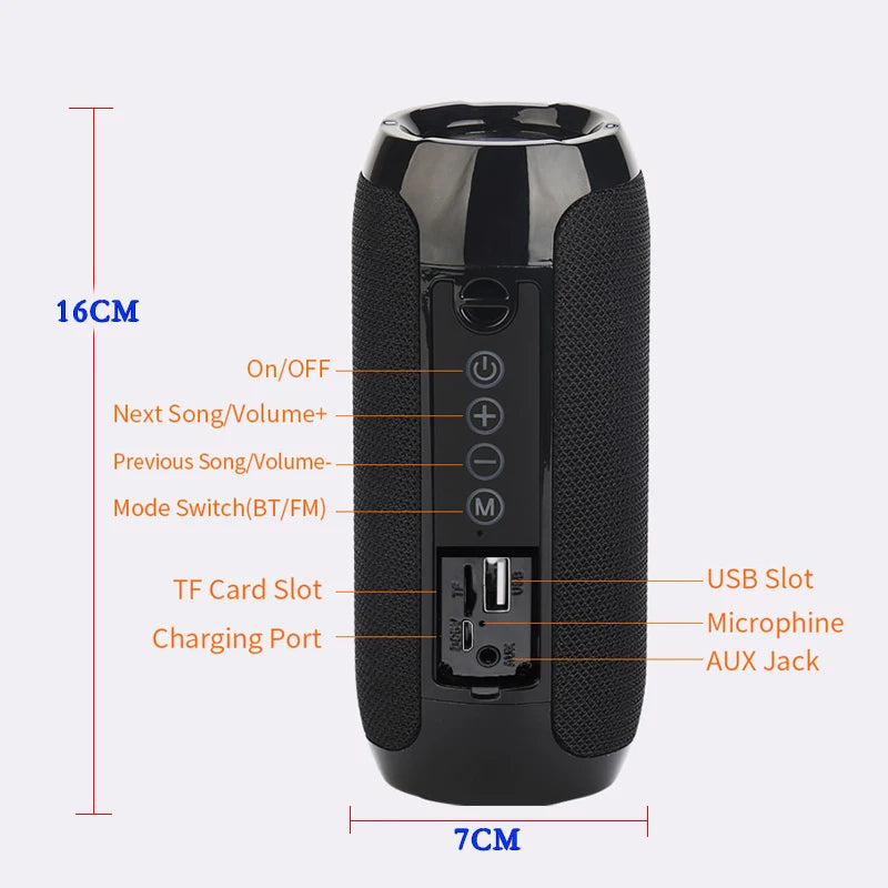 Altavoz inalámbrico portátil Caixa De Som Bluetooth caja De sonido De música Bluetooth para Subwoofer Radio FM Bocina acústica manos libres Hifi