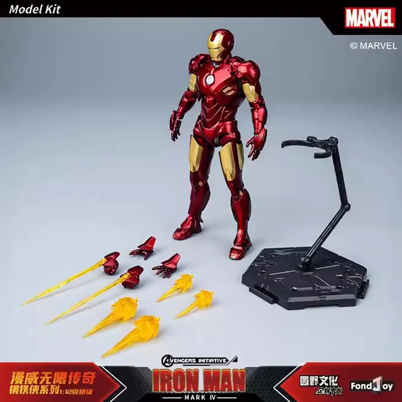 Figura de Anime de Iron Man MK5 de Marvel, Kit de Modelo a Escala 1/12, Serie Infinity Saga, Ironman Mark 5, Ensamblaje ABS, Articulaciones Móviles, Regalos y Juguetes