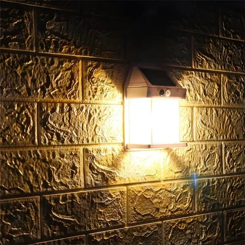 Luz de pared impermeable para exteriores con energía Solar con Sensor de movimiento filamento de tungsteno decoración de jardín lámpara LED 3 modos 1-4 Uds