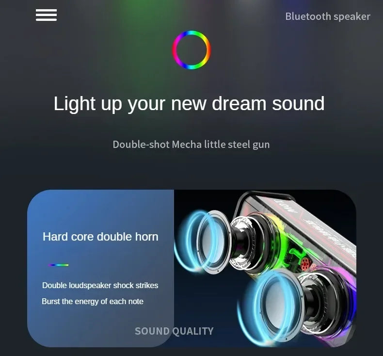 Altavoces Mecha transparentes V8, Bluetooth 5,0, inalámbricos, diafragma de contrabajo, Subwoofer, música, TWS, luz RGB, Mini altavoz de fiesta