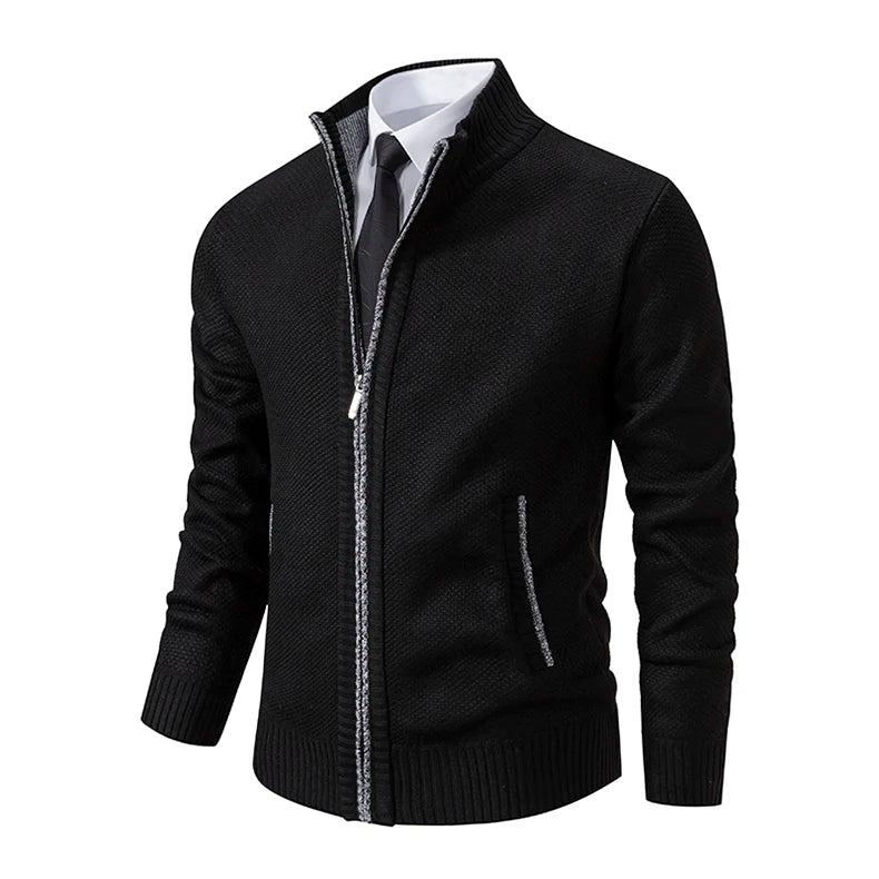 Buzo Cárdigan con Cremallera para Hombre – Cuello Alto y Forro Polar