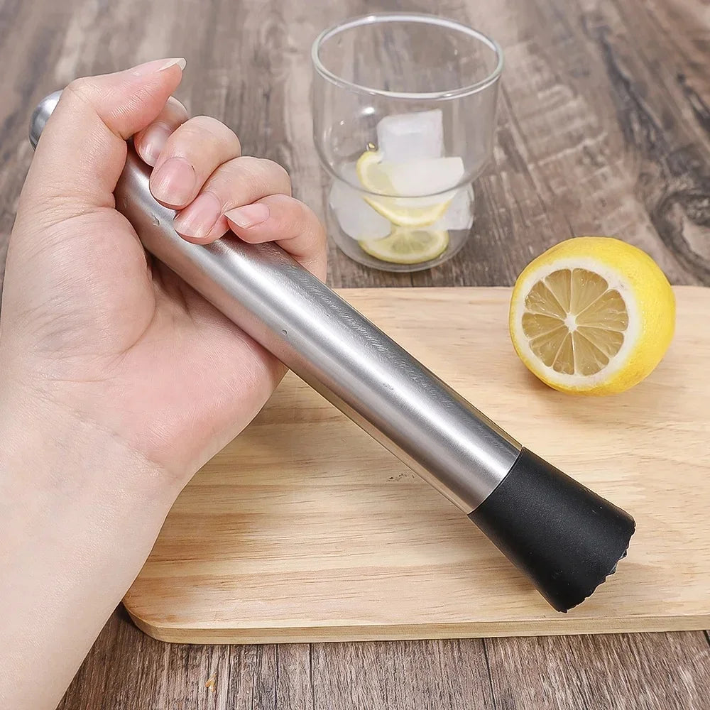 Muddler de Acero Inoxidable de 21/30CM, Herramienta de Barman, Triturador de Limones y Hielo para Mojitos, Bebidas de Frutas, Uso en el Hogar, Cocina y Bar