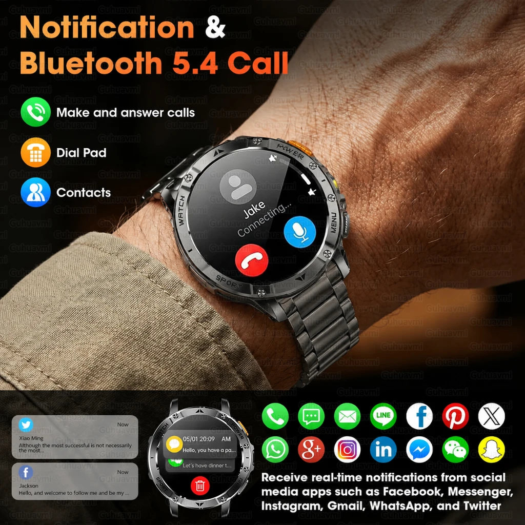 Reloj Inteligente Militar 1400mAh 10ATM SOS