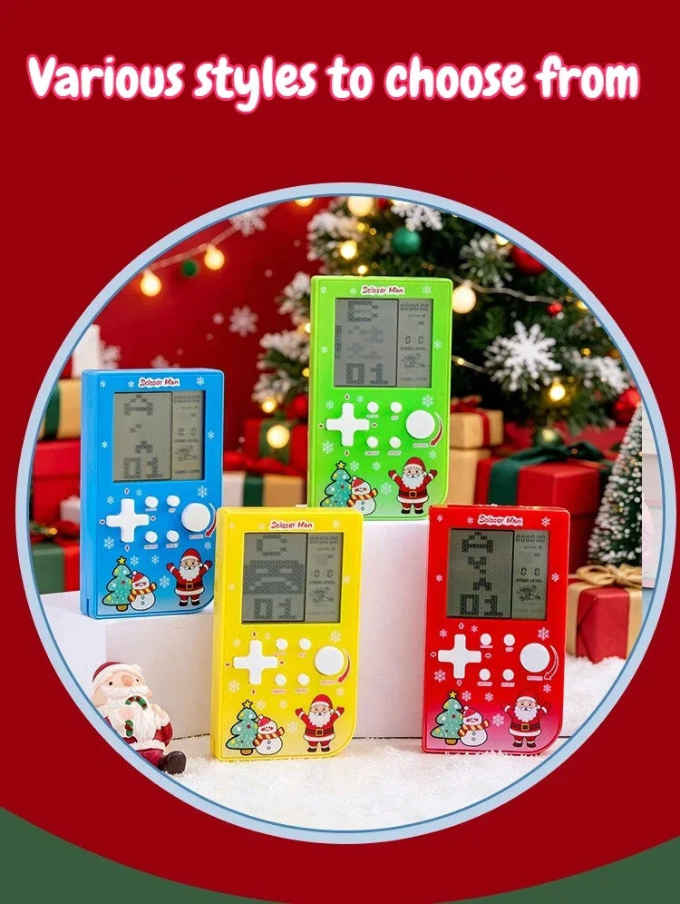 Consola de Juegos Retro con Diseño de Ladrillos Navideños, Tetris con Temática Festiva, Consola Electrónica Portátil, Regalo Festivo