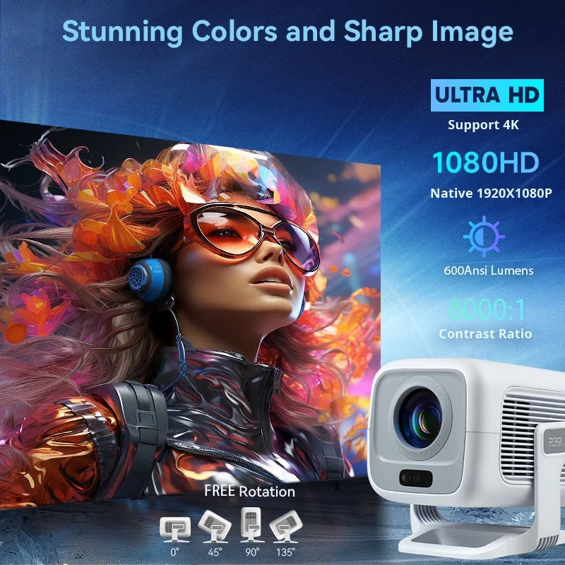 Proyector DITONG X3Plus HD Nativo 1080P Compatible con 4K WIFI6 BT5.4 Android Mini Proyector Portátil LED Proyector de Video para Cine en Casa