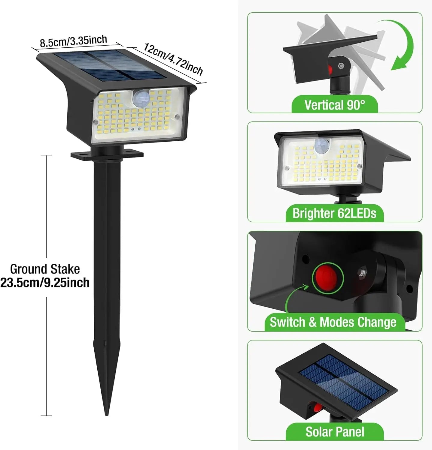 Focos Solares LED con Sensor de Movimiento para Exterior