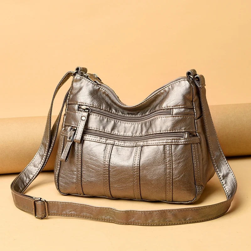 Bolso bandolera negro, bolso de hombro de viaje con correas ajustables y compartimento con cremallera, bolso de hombro adecuado para diferentes