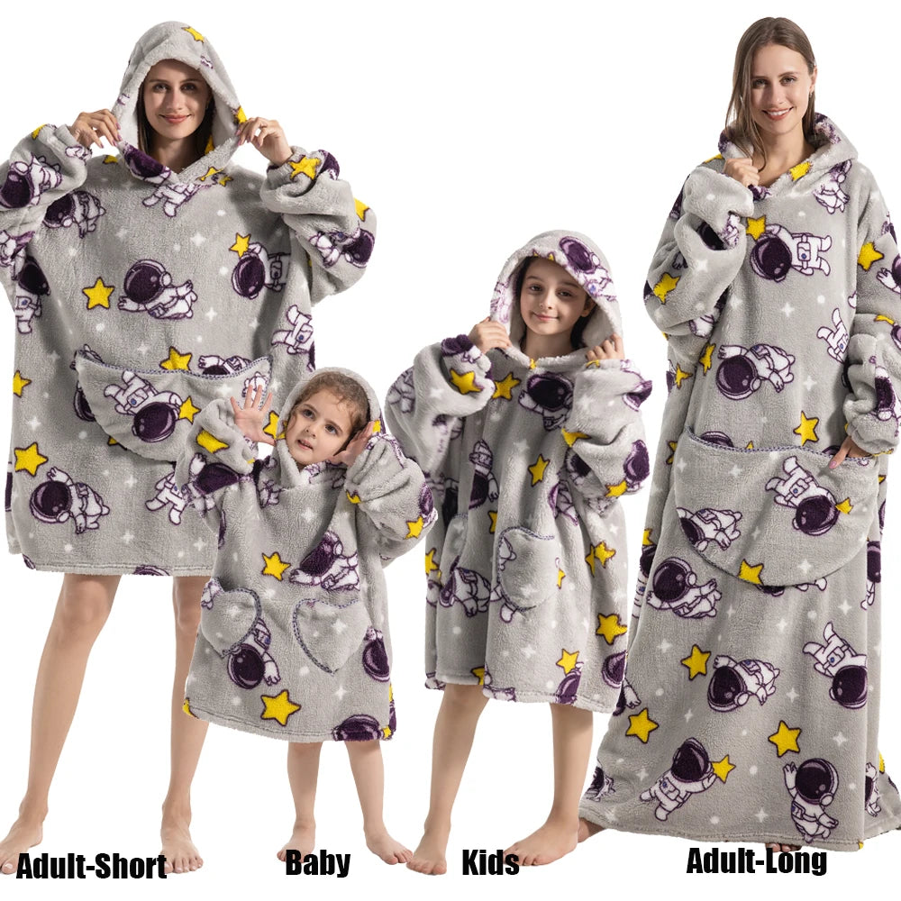 Sudaderas con capucha de invierno para hombre y mujer, jersey de lana gigante para TV, manta de gran tamaño con mangas, ropa de calabaza de Halloween para adultos