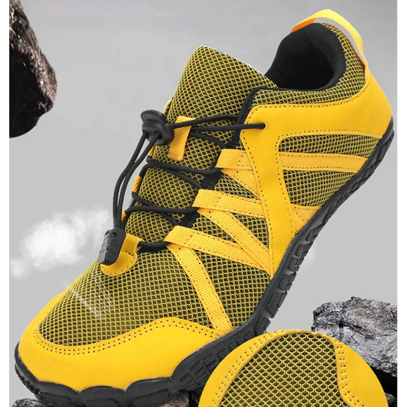 Zapatos de senderismo transpirables para hombre, zapatillas de deporte flexibles para exteriores, zapatos antideslizantes a la moda para caminar para hombre, zapatos informales de escalada de gran tamaño