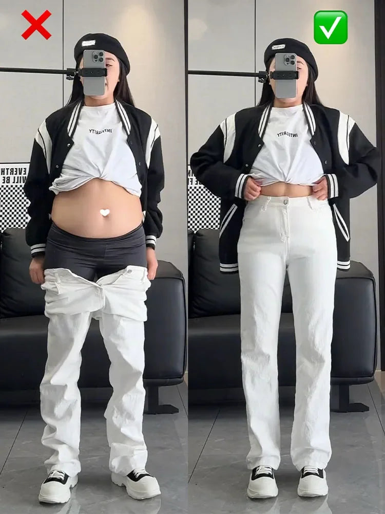 Pantalones Vaqueros Holgados de Pierna Recta para Mujer